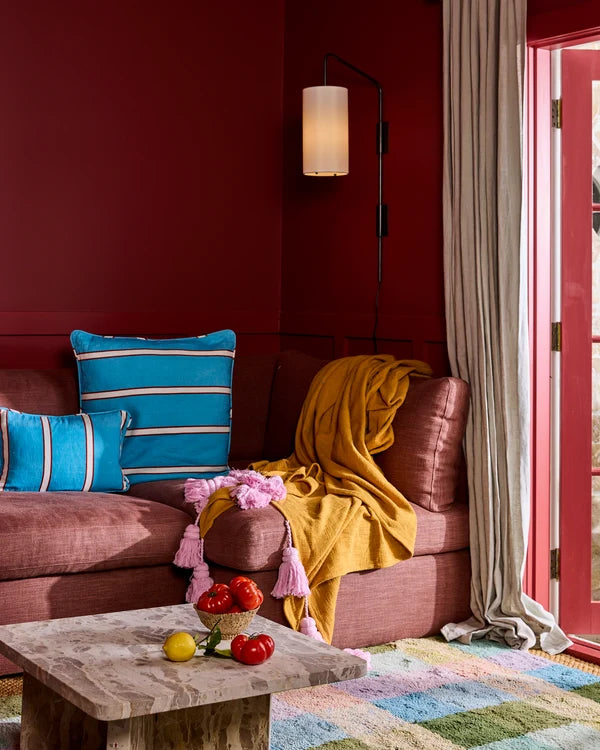 UPHOLSTERY SQUARE LOUNGE CUSHION in Piazza Stripe from the amazing range of Kip & Co products