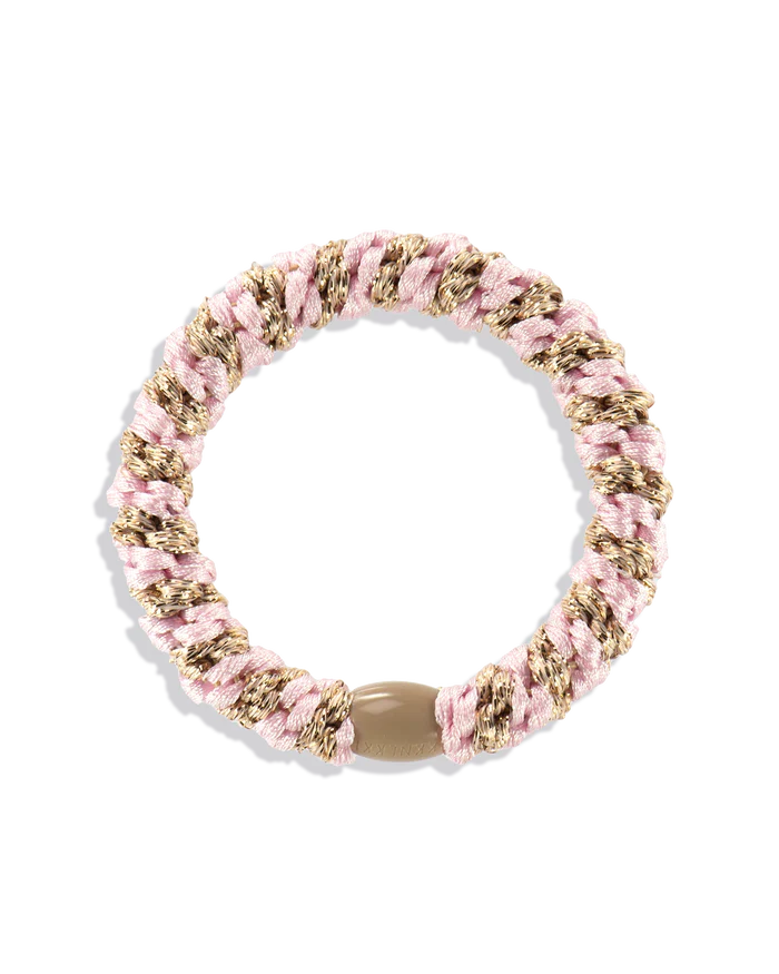 KKNEKKI ORIGINAL HAIR TIES in Light Pink Beige Glitter Stripe by KKNEKKI