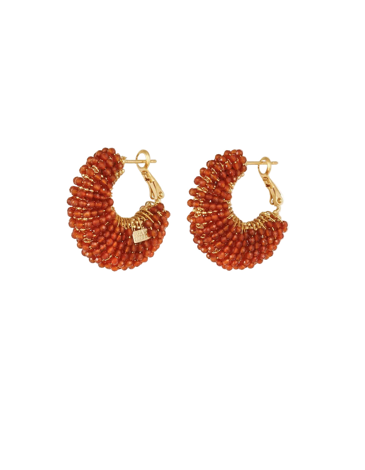 IZZIA BEADED HOOP EARRINGS SMALL in Brown by Gas Bijoux