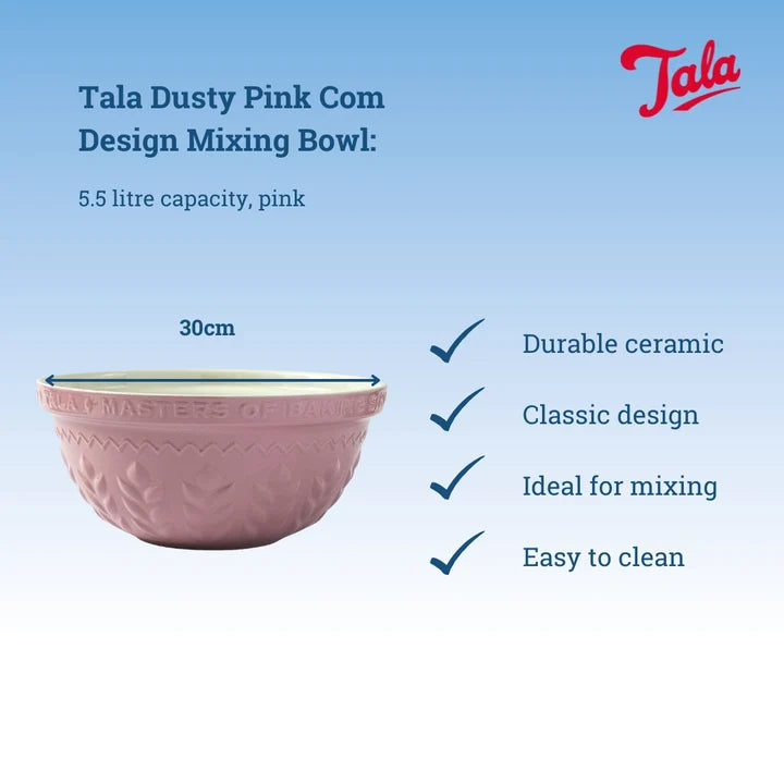 TALA STONEWARE MIXING BOWL in Dusty Pink Corn Design by Tala