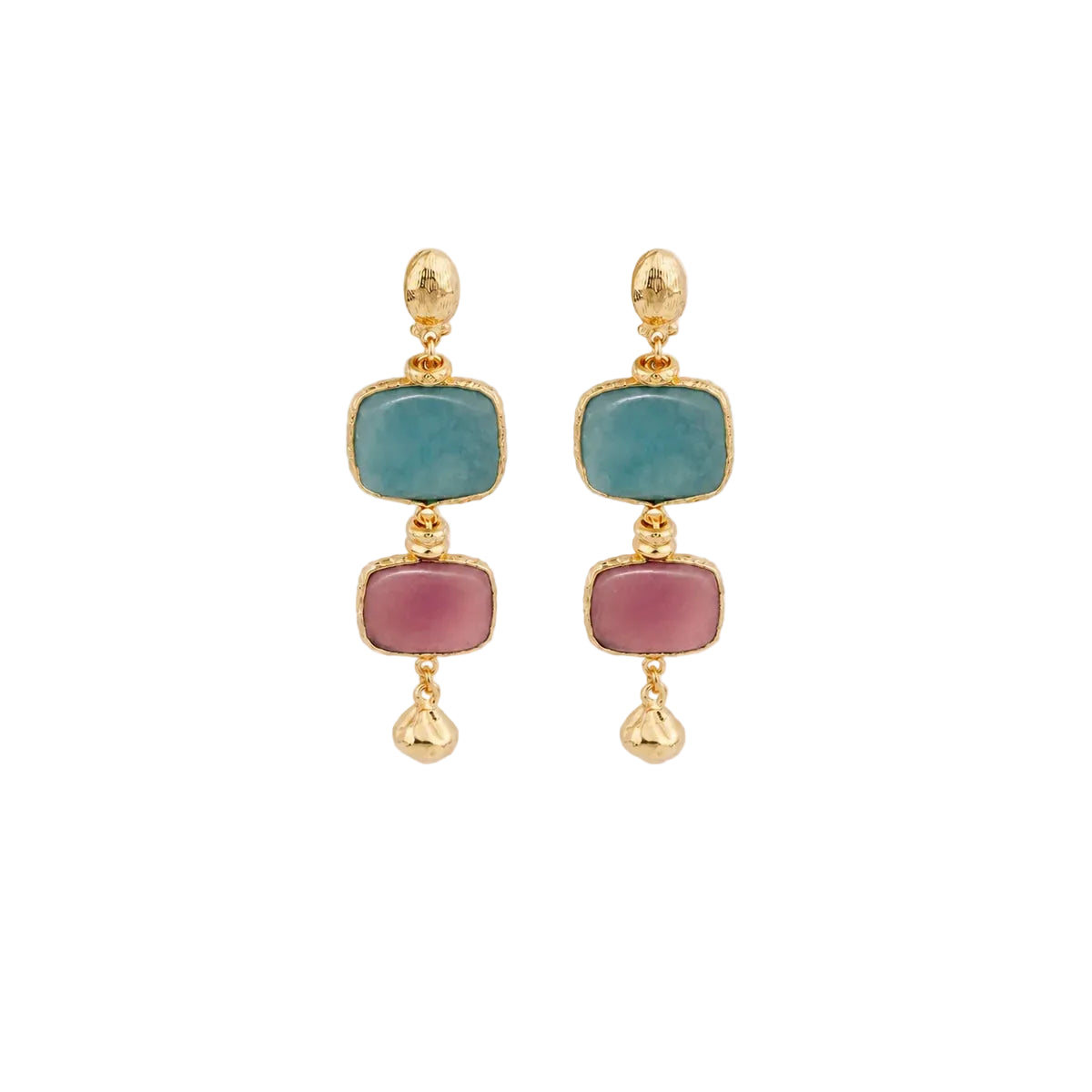 SILENE 2 GEMSTONE EARRINGS in Jade Crimson by Gas Bijoux