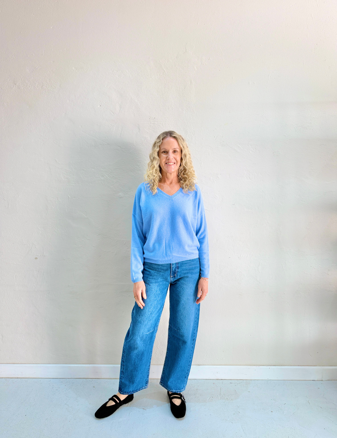 ALICIA CASHMERE KNIT TOP in Provence Blue by Absolut Cashmere