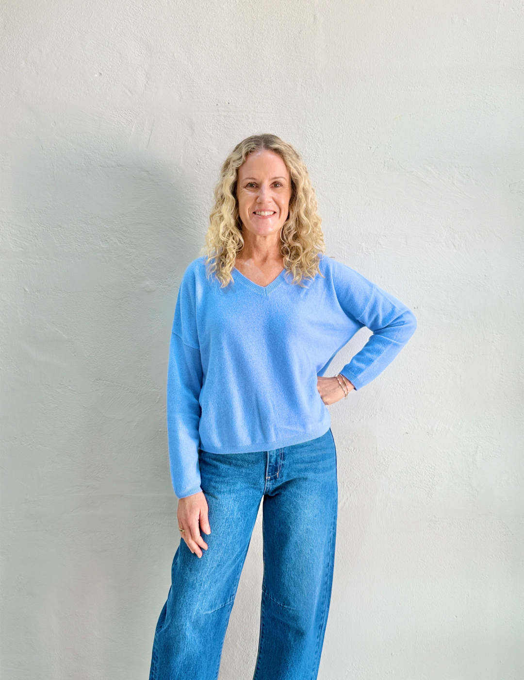 ALICIA CASHMERE KNIT TOP in Provence Blue by Absolut Cashmere