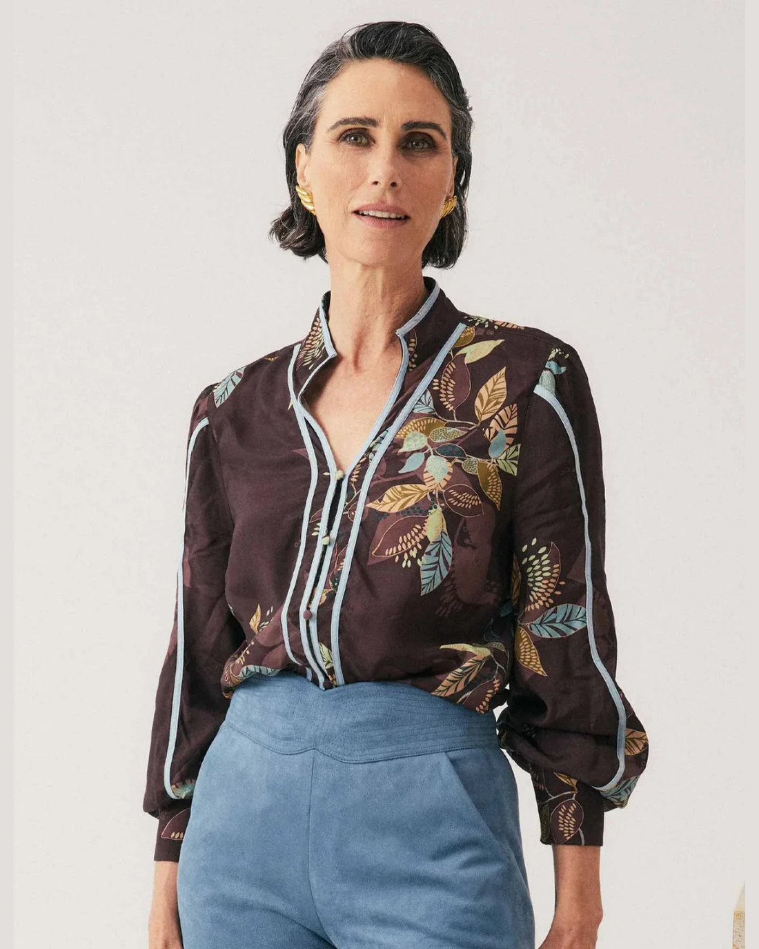 ASHER VISCOSE FAILLE SHIRT in Ember Vines by OnceWas