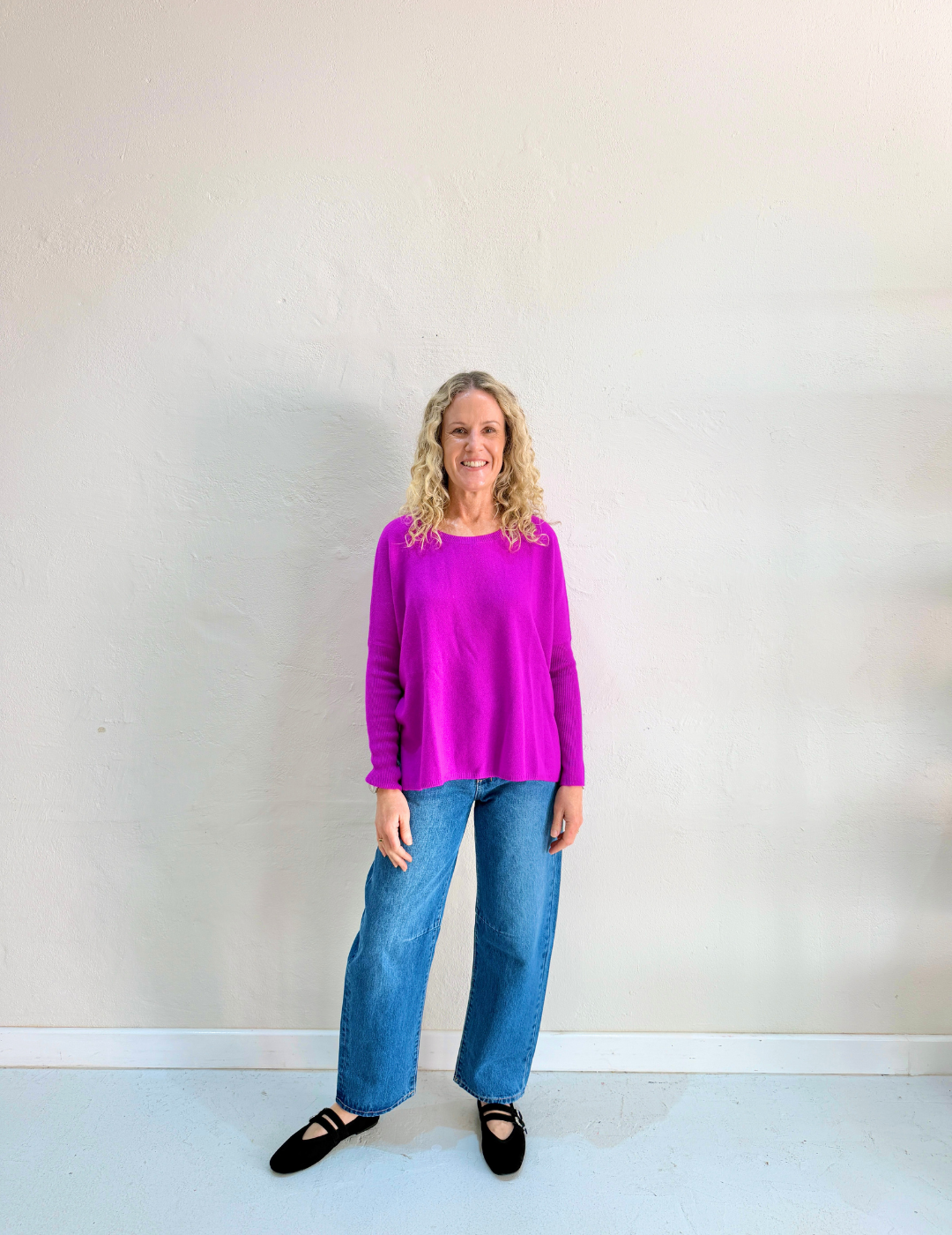 ASTRID CASHMERE KNIT TOP in Purple Neon by Absolut Cashmere