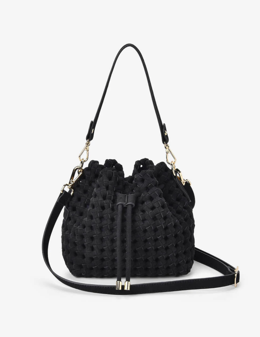 BOX WEAVE BUCKET BAG in Navy by Elms + King