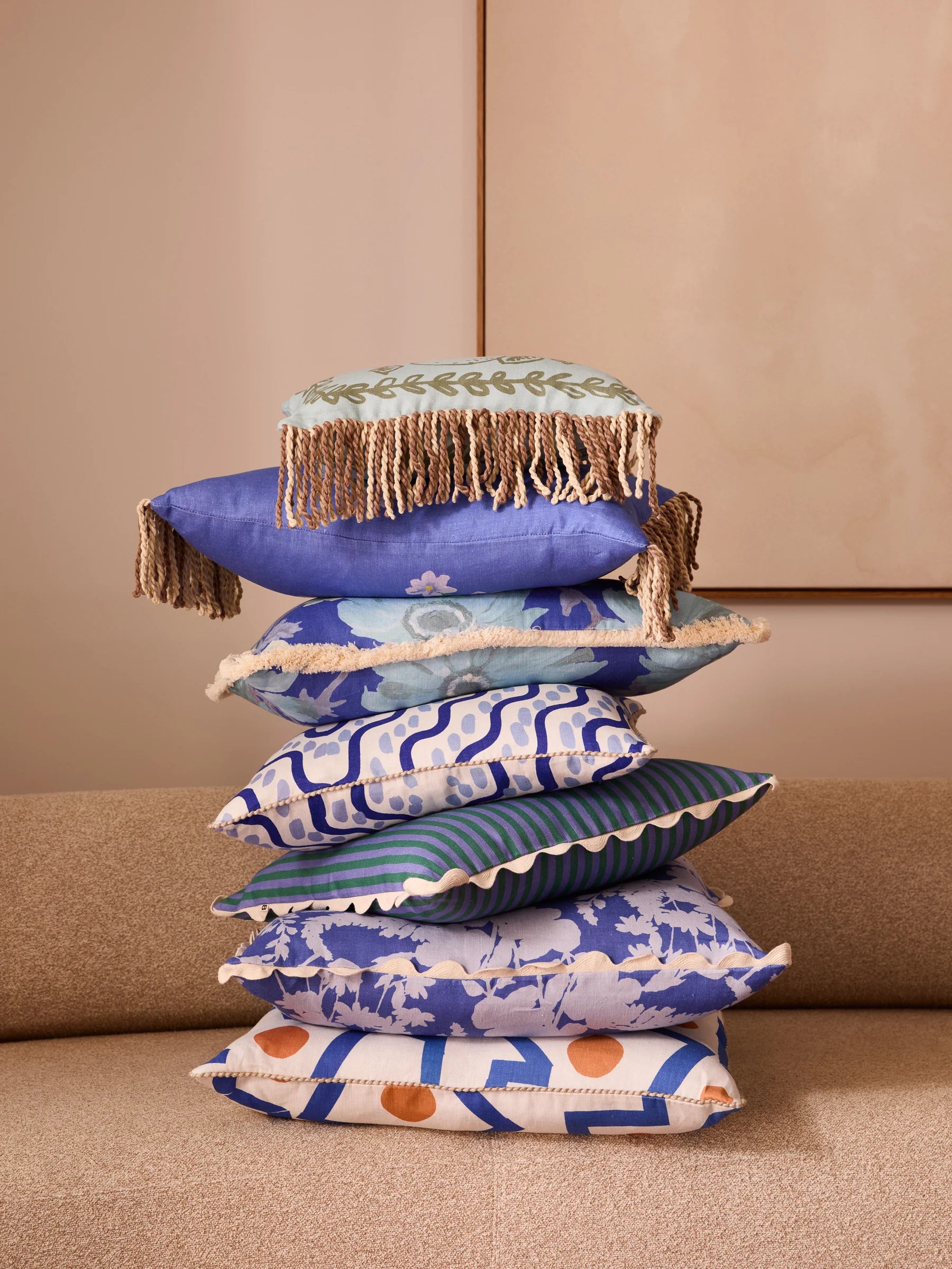 MARIGOLD BLUE LINEN CUSHION - 60cm x 40cm from Bonnie and Neil