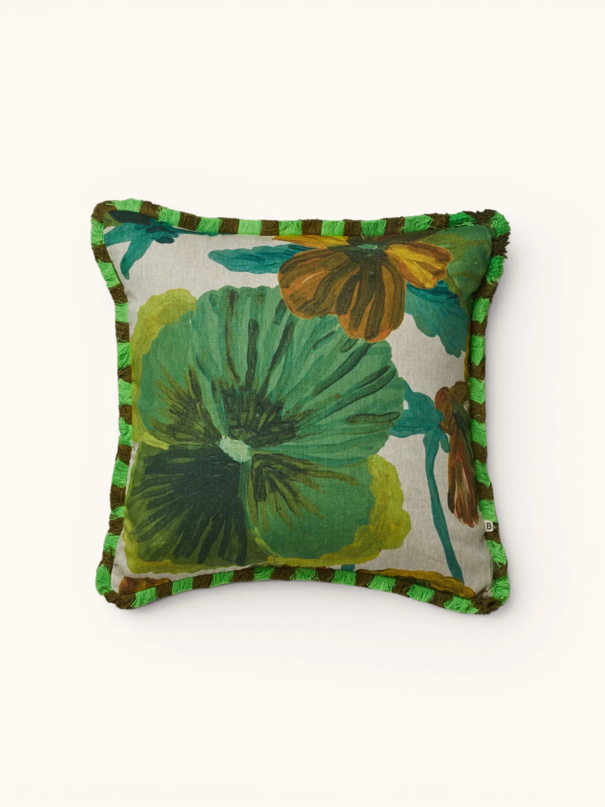 WILD PANSY VERDE CUSHION in 50cm from Bonnie and Neil