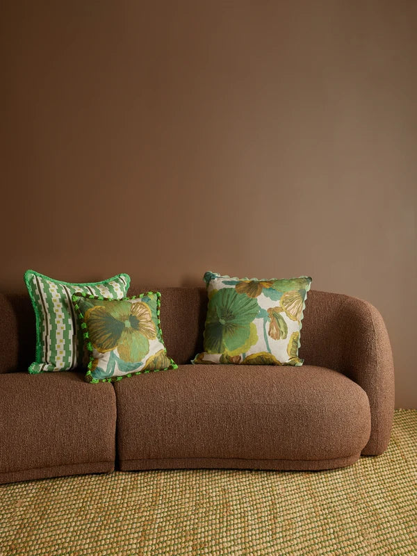 WILD PANSY VERDE CUSHION in 50cm from Bonnie and Neil