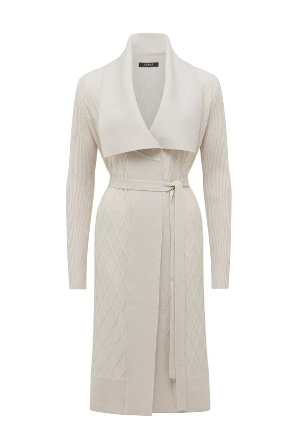 MERINO LONG WRAP CARDIGAN in| Antique White from Cable Melbourne
