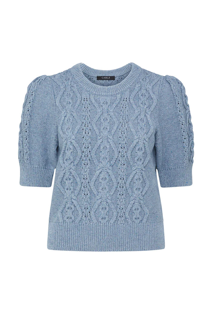 TAVI KNIT TOP in Dusty Blue from Cable Melbourne
