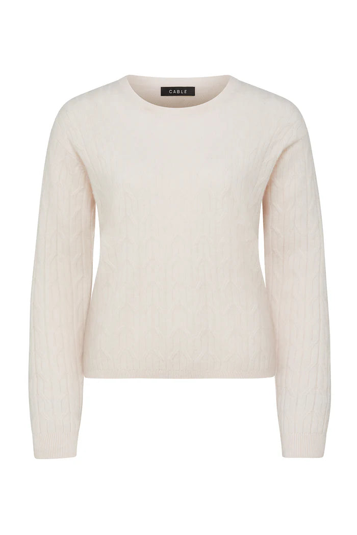 CASHWOOL CABLE CREW JUMPER in Blush from Cable Melbourne