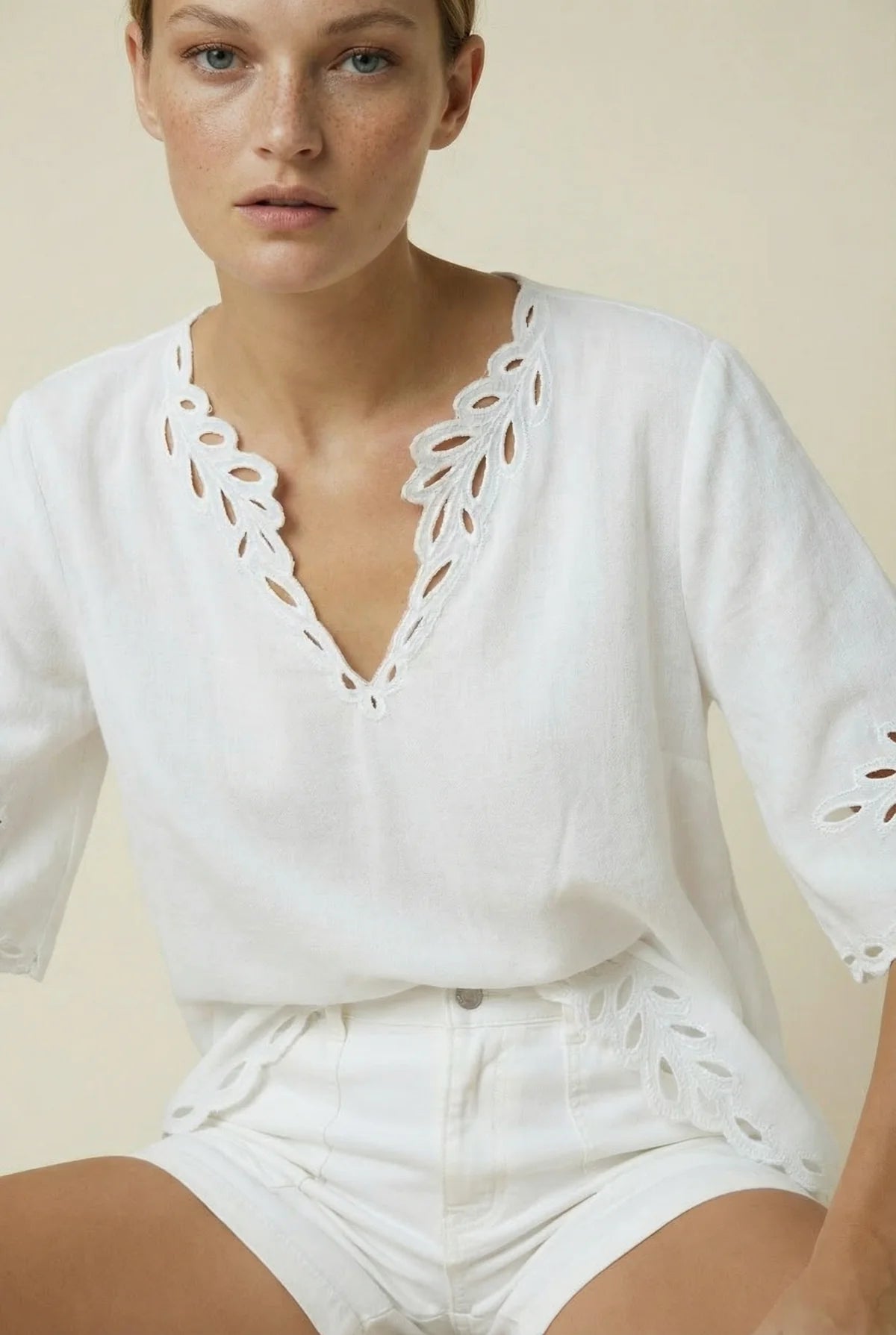 CORDELIA LINEN BLOUSE in White from Lola Australia