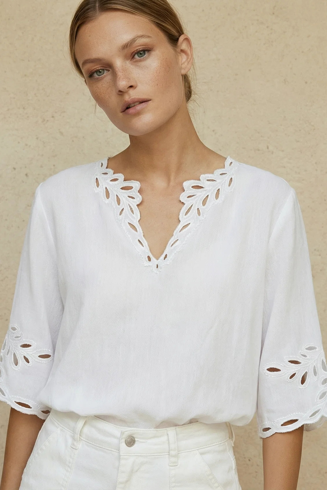 CORDELIA LINEN BLOUSE in White from Lola Australia