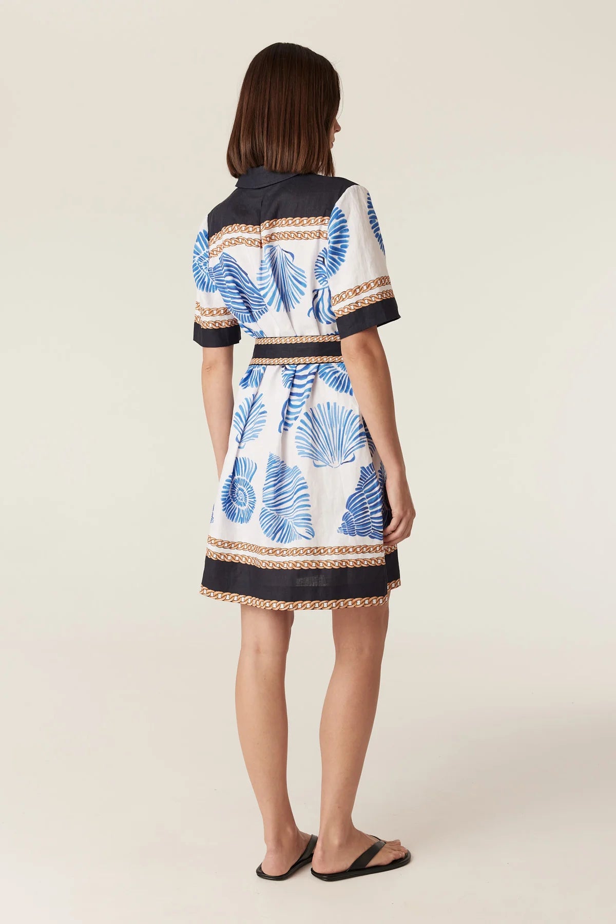 CALETTA LINEN DRESS in Blue Shell Print by Cable Melbourne