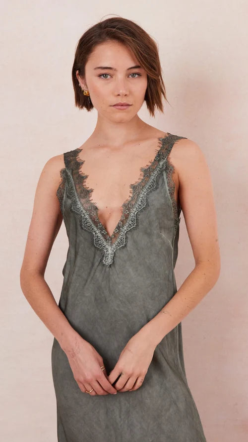 SOLANGE SLIP DRESS | Khaki - Darling & Domain