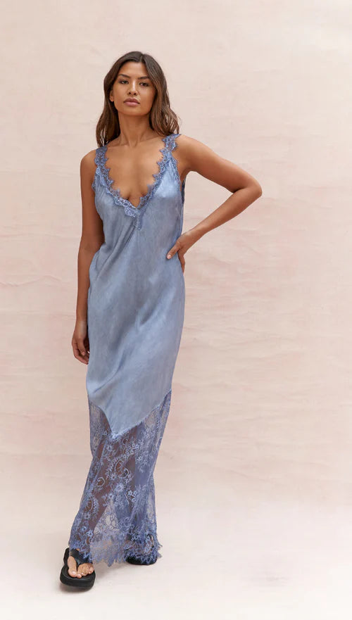 SOLANGE SLIP DRESS | Washed Blue - Darling & Domain