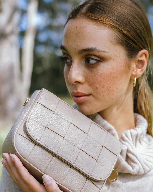 CLARA WEAVE CROSSBODY BAG in Fawn by ARLINGTON MILNE