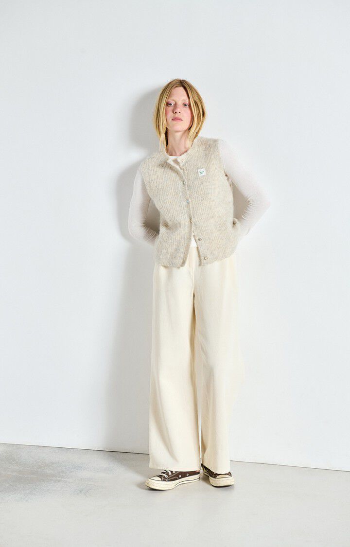 EAST19 SLEEVELESS CARDIGAN in Powder Snow Melange by American Vintage