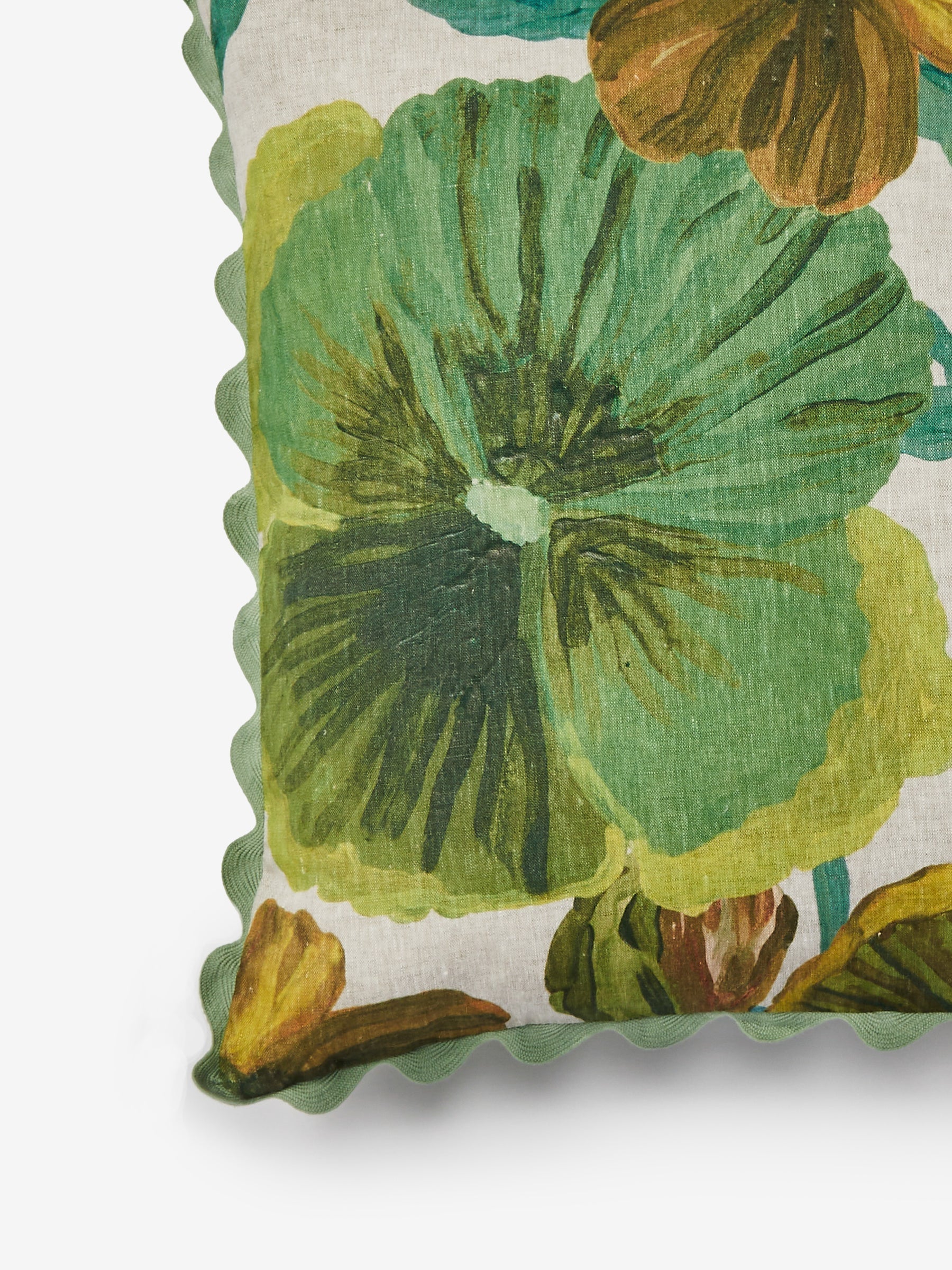 WILD PANSY VERDE LINEN CUSHION - 60cm from Bonnie and Neil