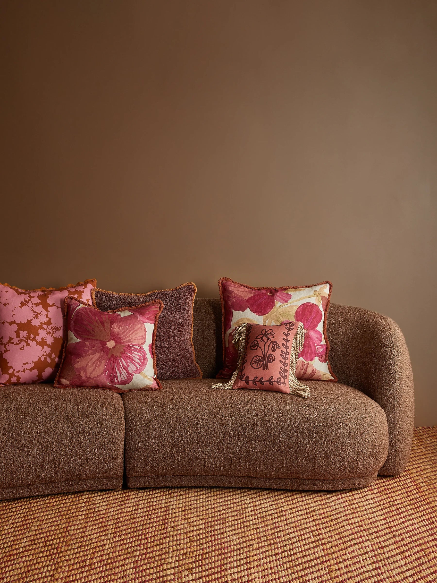 WILD PANSY PINK LINEN CUSHION - 60cm from Bonnie and Neil