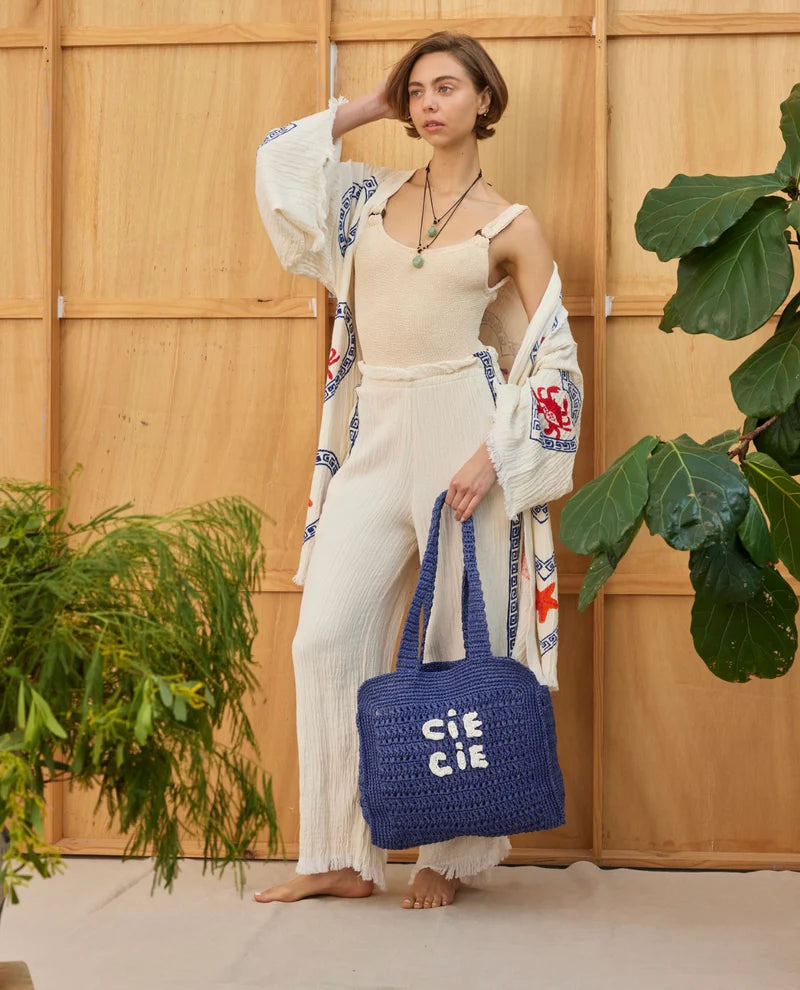 NATURAL MIDI ROBE | Crab + Sea Star Print - Darling & Domain