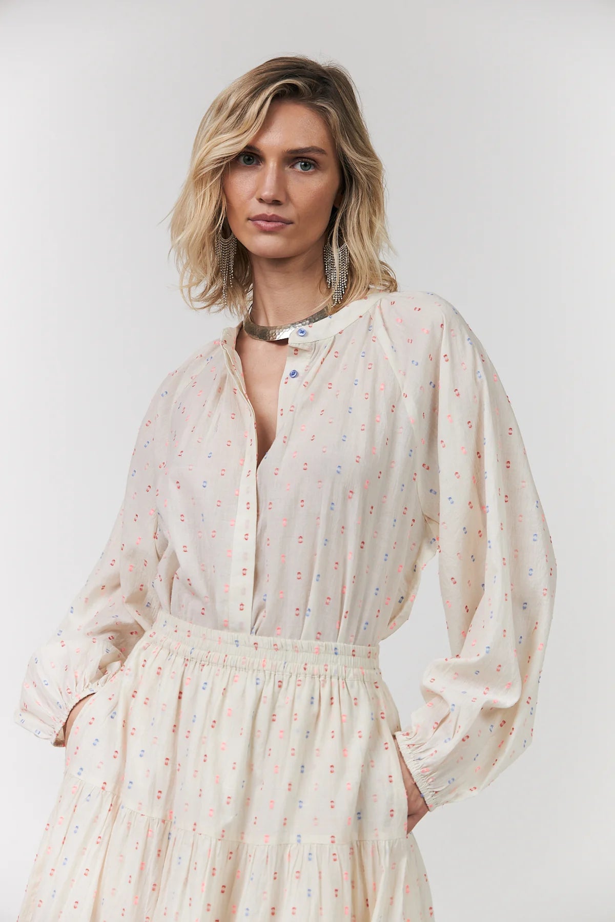 HAILEY LONG SLEEVE SHIRT in Creme by Lollys Laundry at Darling and Domain