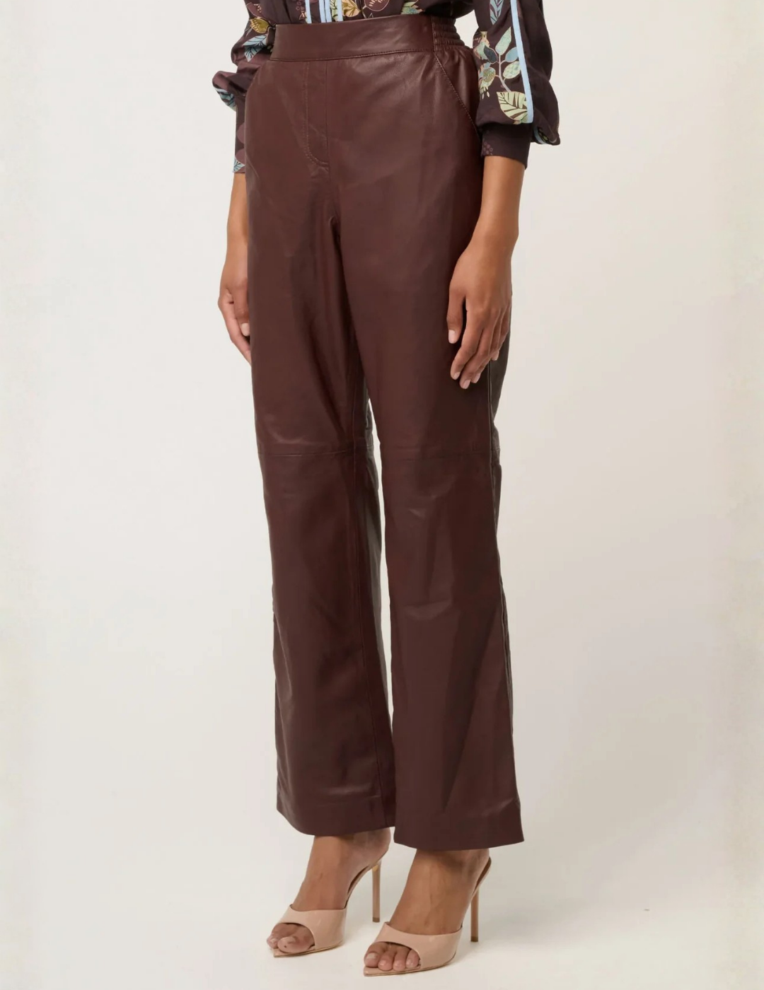 JOAN LEATHER STRAIGHT LEG PANT in Oxblood by OnceWas