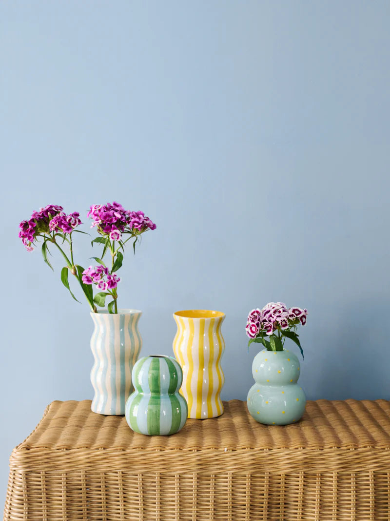 FONDA PALE BLUE YELLOW DOTTY VASE - Darling & Domain