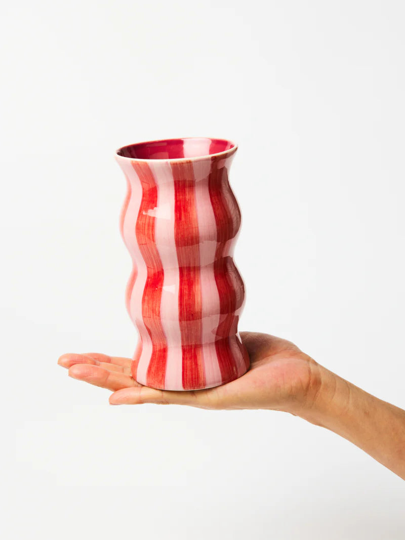 PALMA RED PINK STRIPE VASE - Darling & Domain