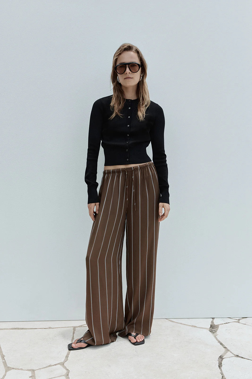 PETRA STRIPE PANT in Tan Stripe by Elka Collective
