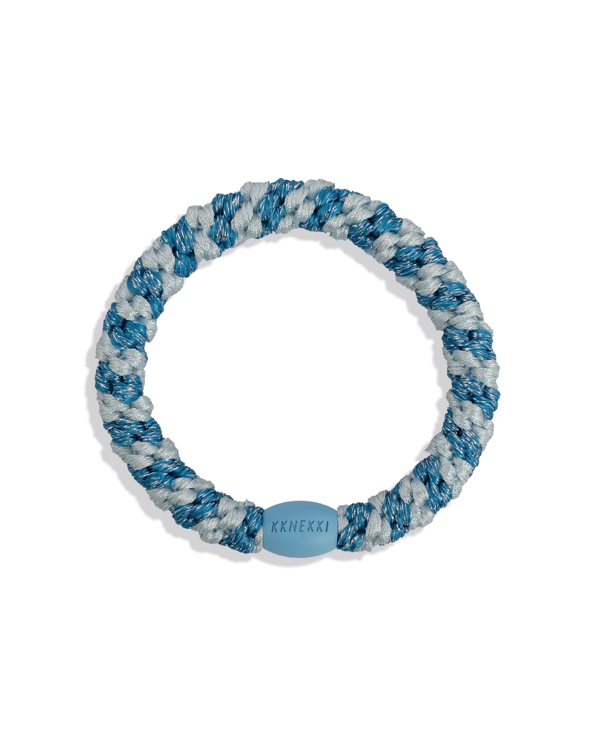 KKNEKKI Original Hair Ties in Stripe Baby Blue Glitter