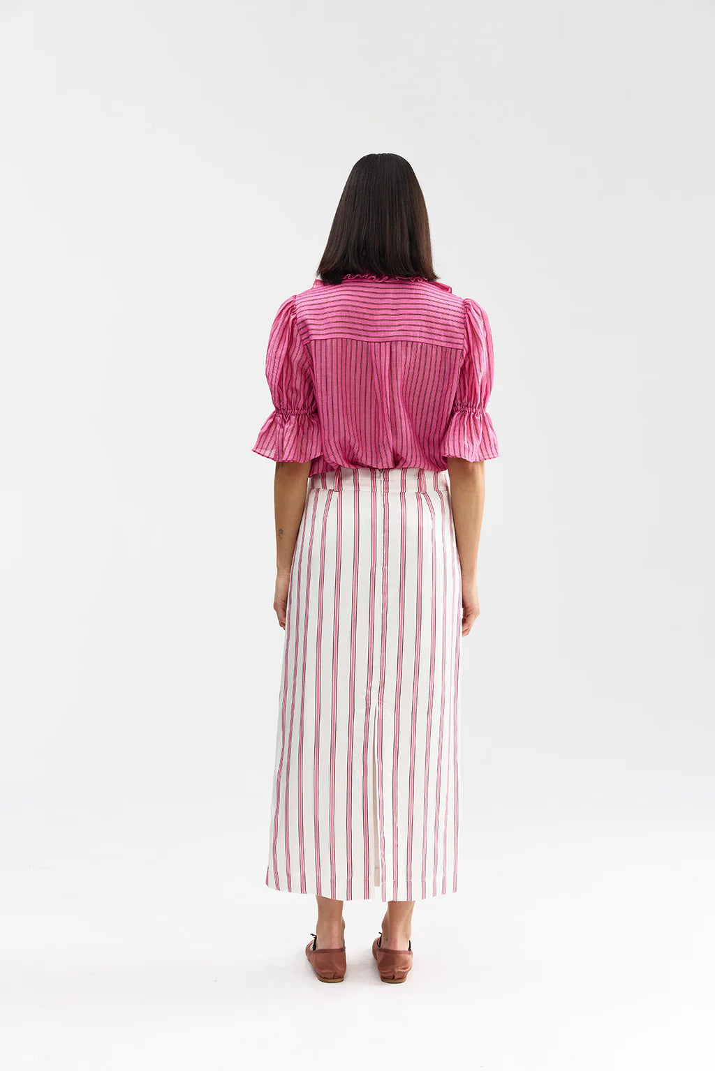 LEONIE BLOUSE in Poppy Bark Stripe by Aston Studio