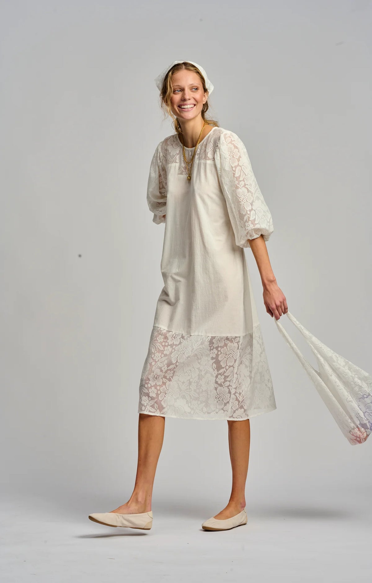 LE FILET LACE DRESS in Antique White from Le Stripe