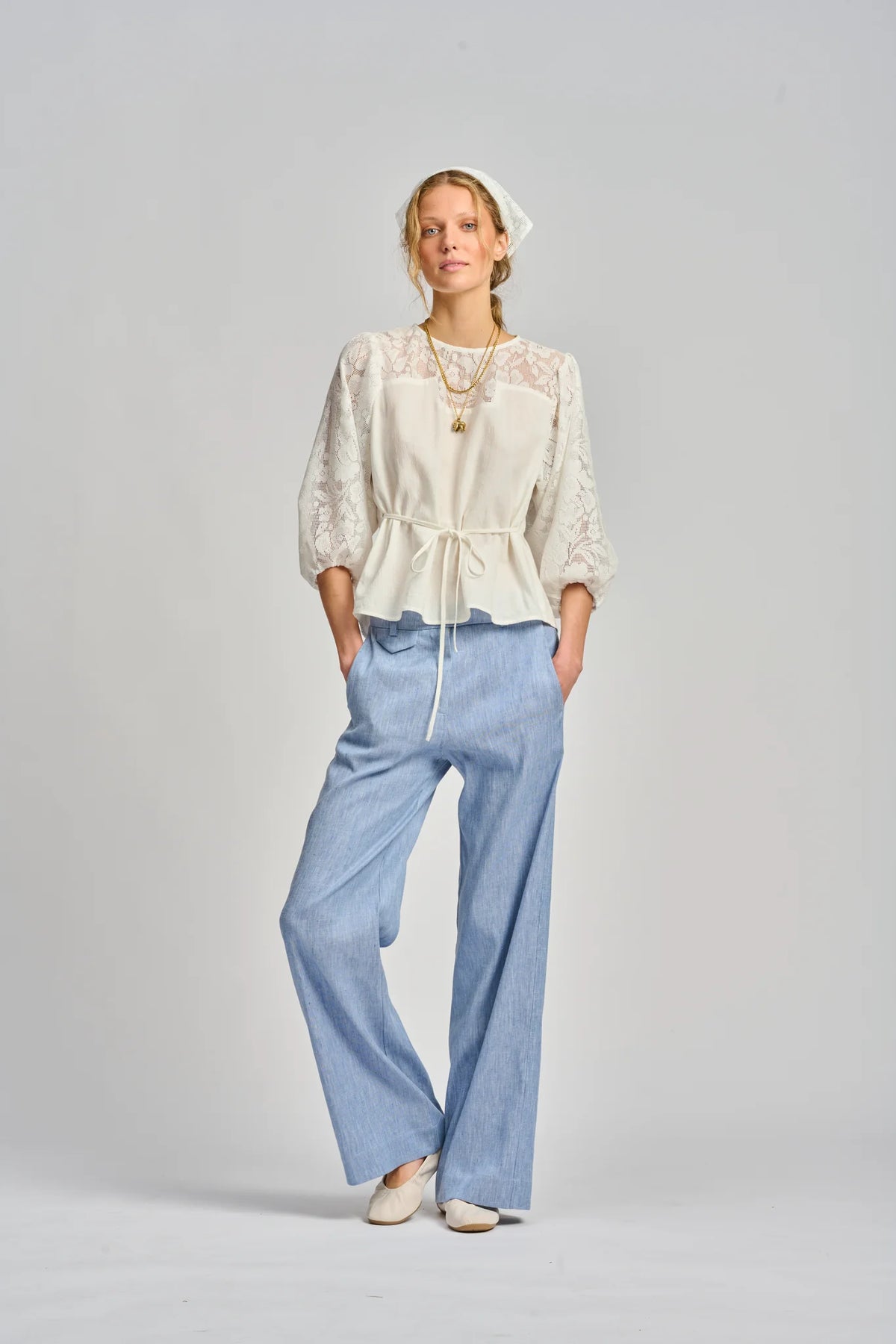 LE FILET LACE TOP in Antique White from Le Stripe