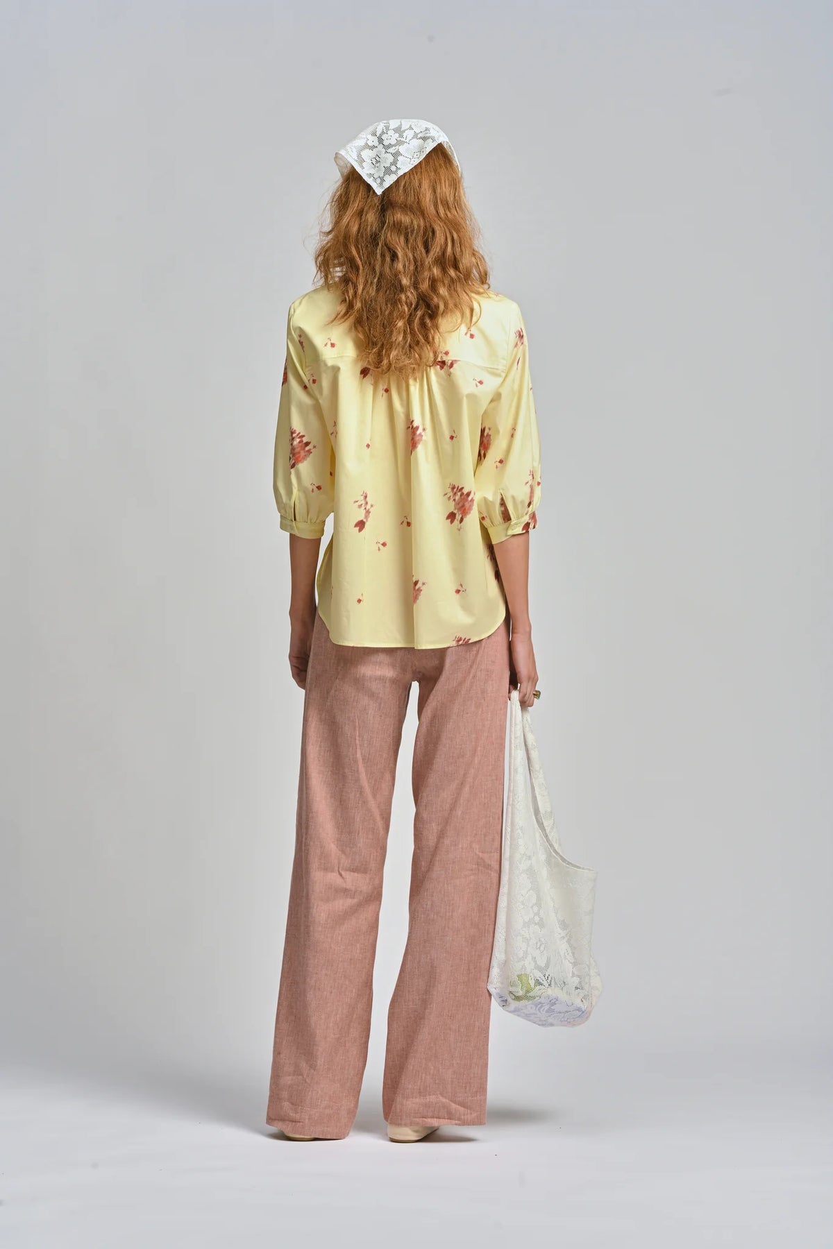 LE TABLECLOTH FRILL SHIRT in Lemon Butter from Le Stripe