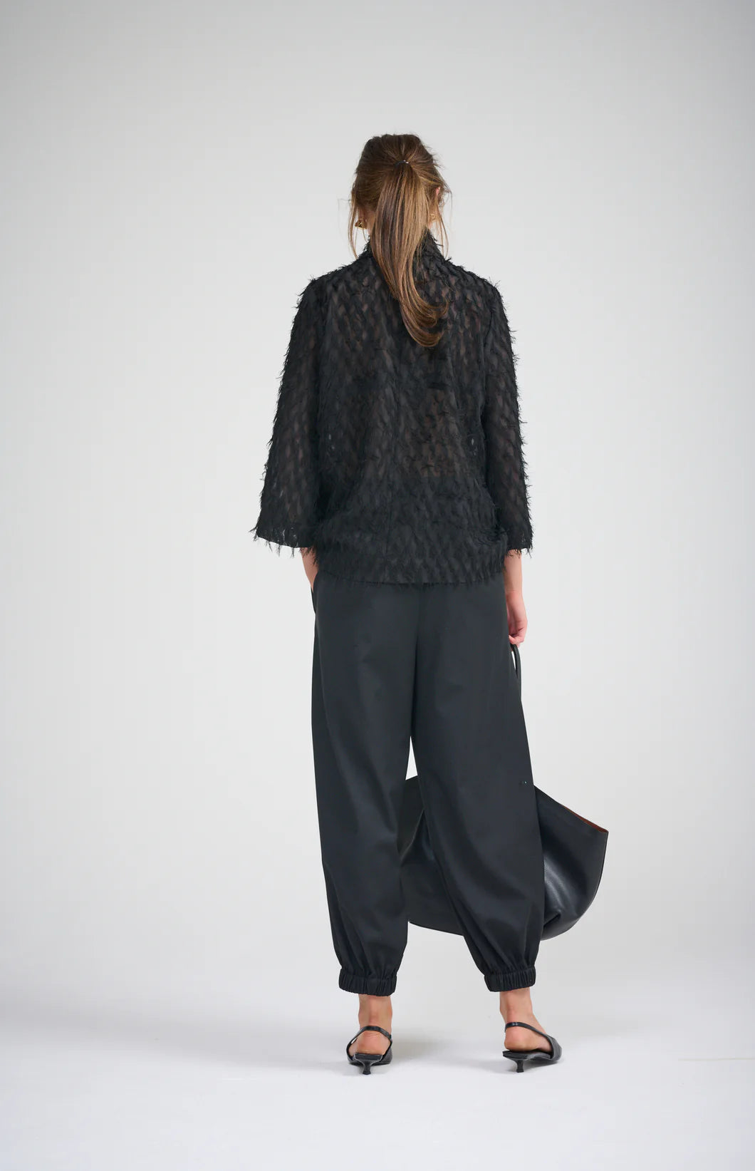 *Pre-Order* LE TASSEL TOP WITH SCARF | Black - Darling & Domain