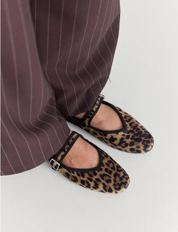 MARY-JANE SILK VELVET BALLET FLAT in Animal by La Tribe