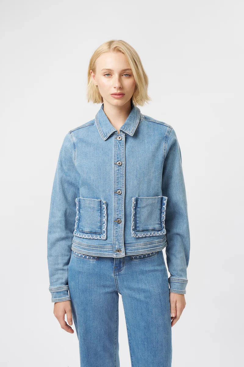 MILA DENIM JACKET in 70's Blue by Kireina