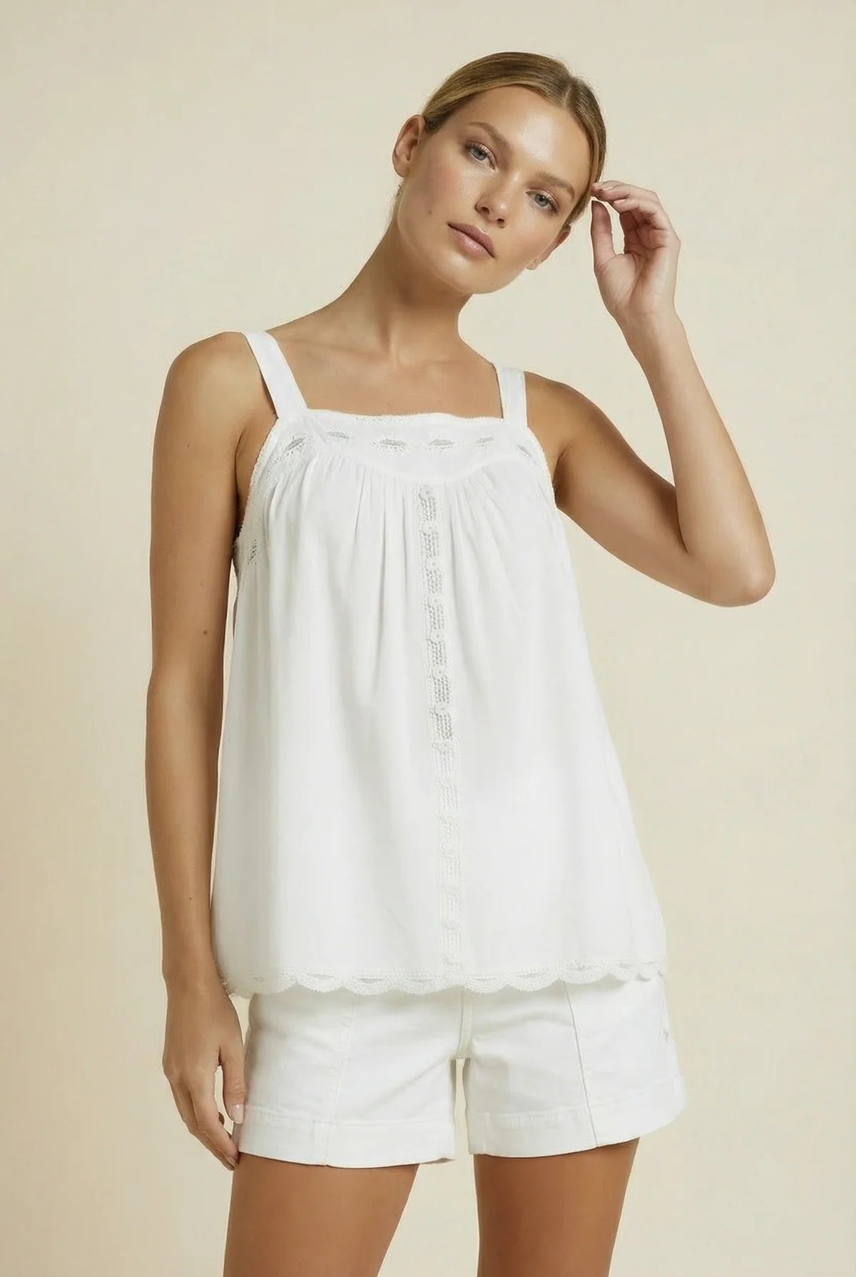 NINA LINEN CAMI in White from Lola Australia