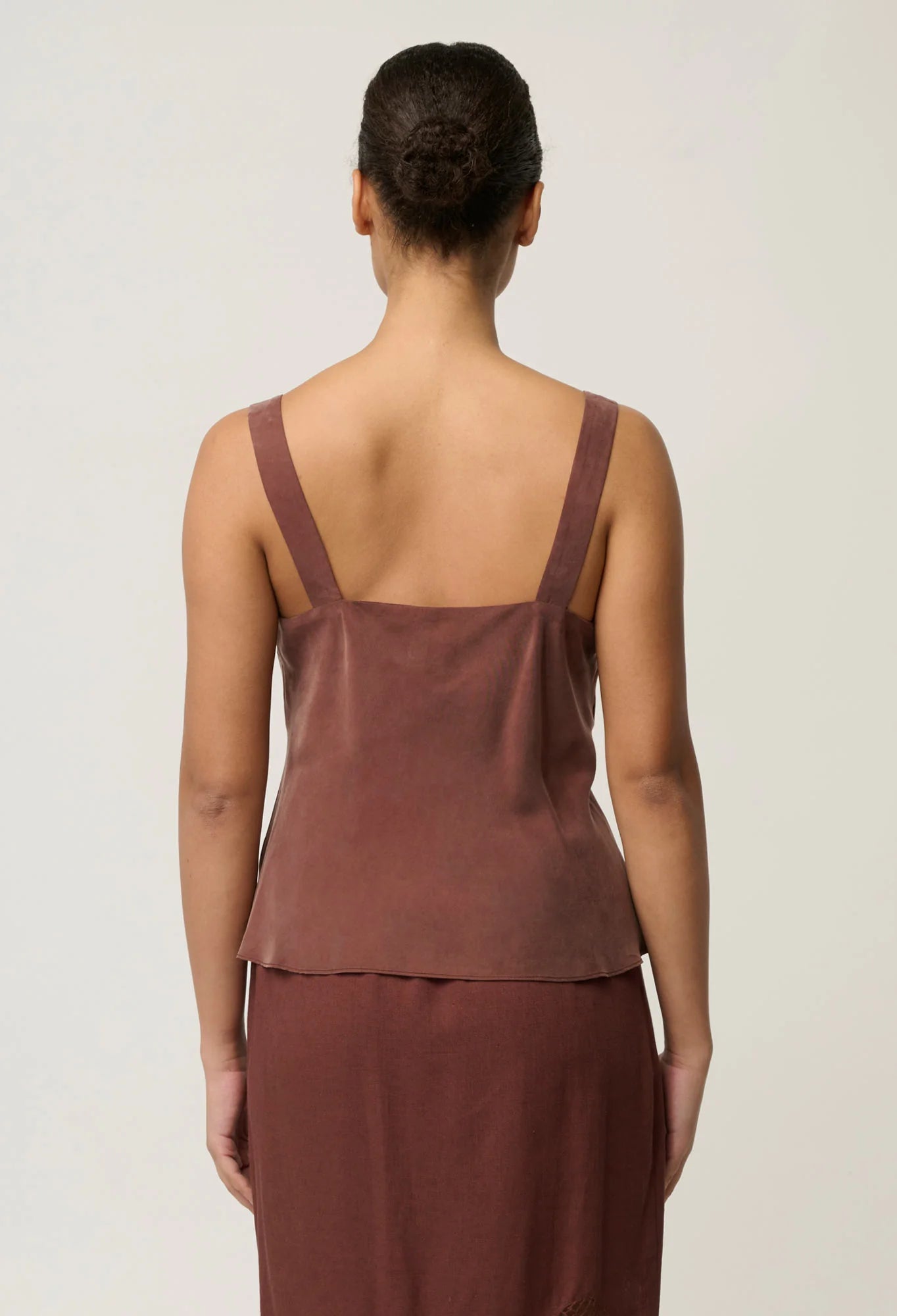 JULIEN CUPRO BLEND LACE TRIM CAMI in Rosewood from Oncewas