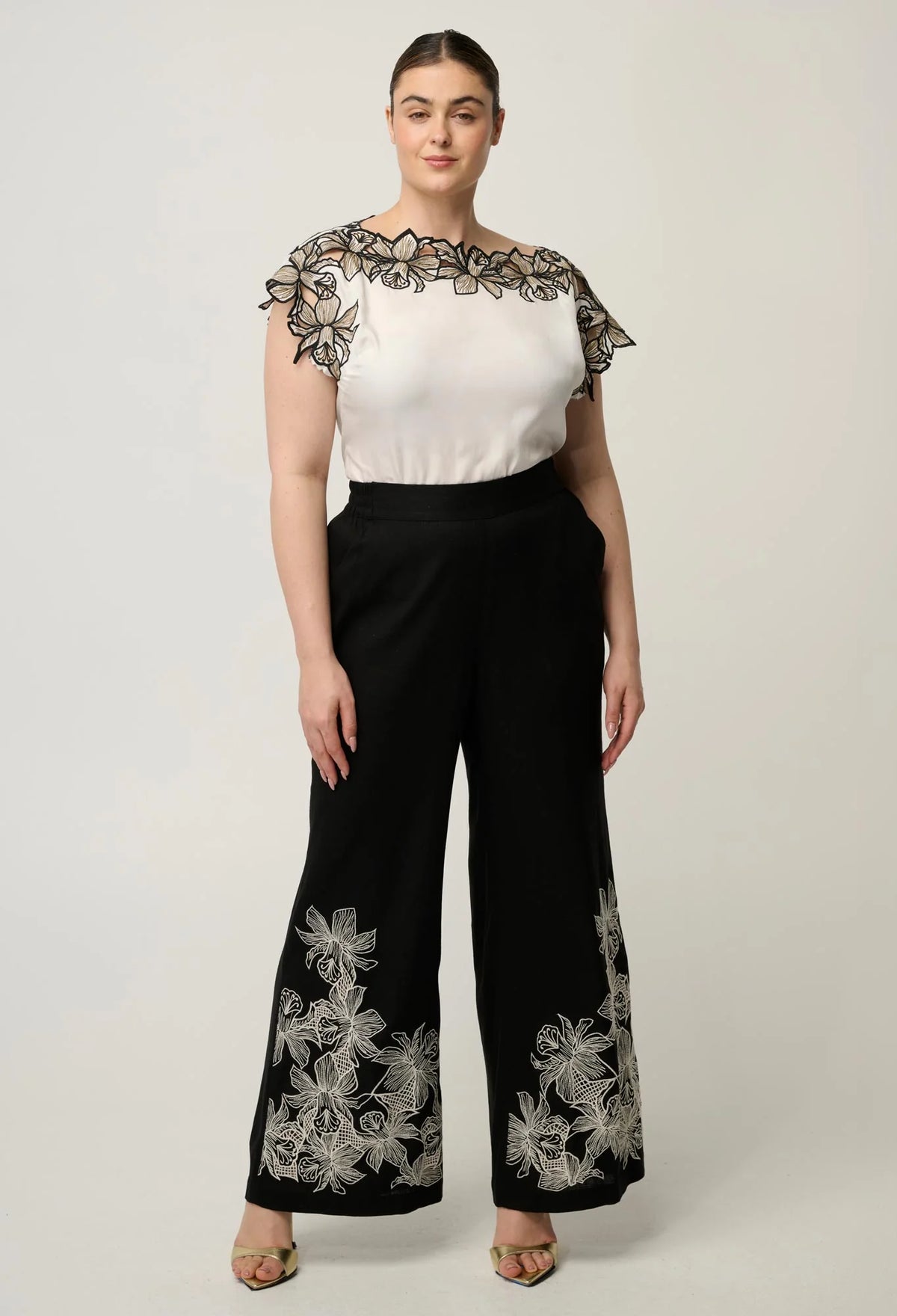 ELEANOR CUPRO BLEND WIDE NECK TOP in Ivory from Oncewas