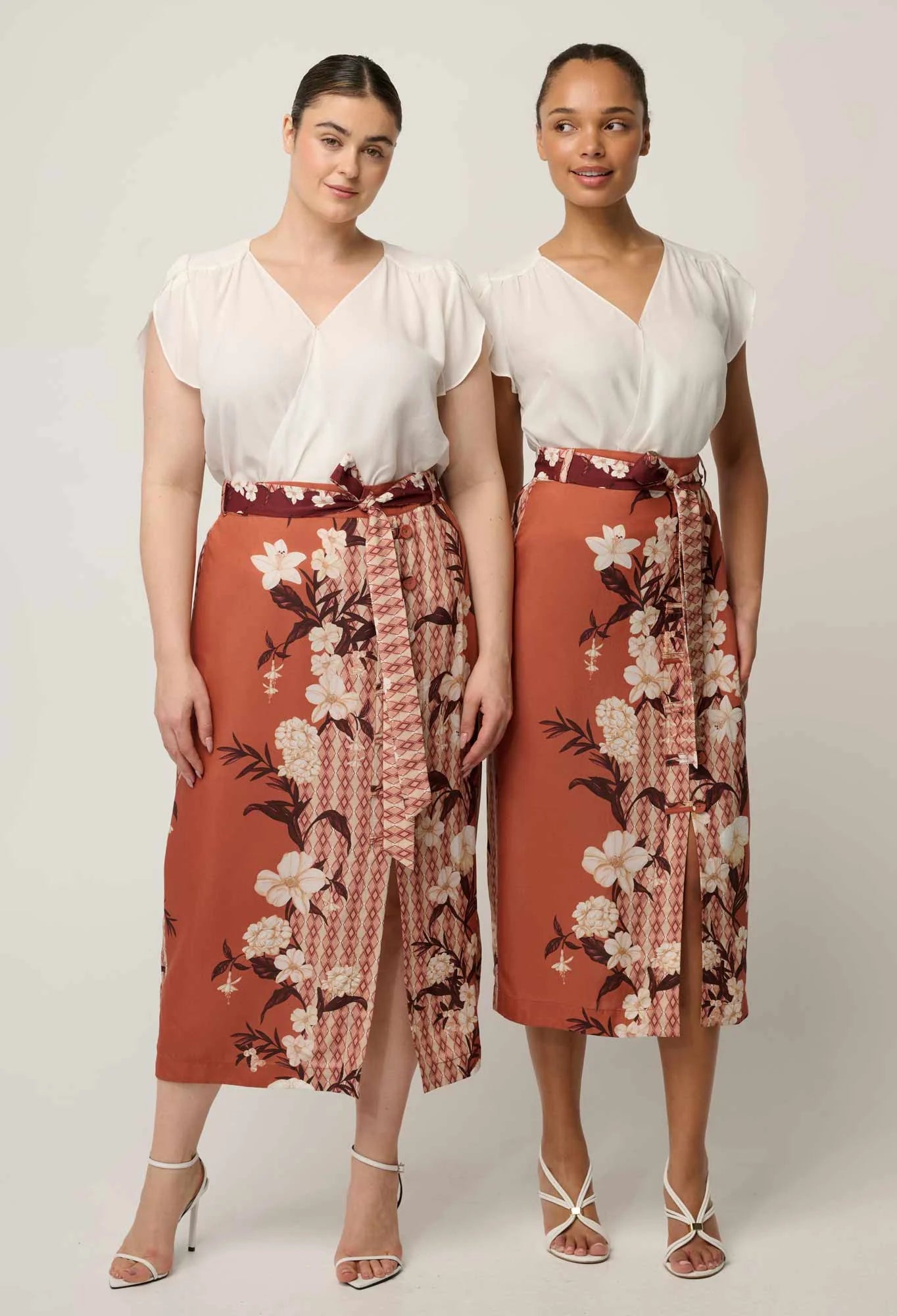KASIA CUPRO CROSSOVER PETAL SLEEVE BLOUSE in White from Oncewas