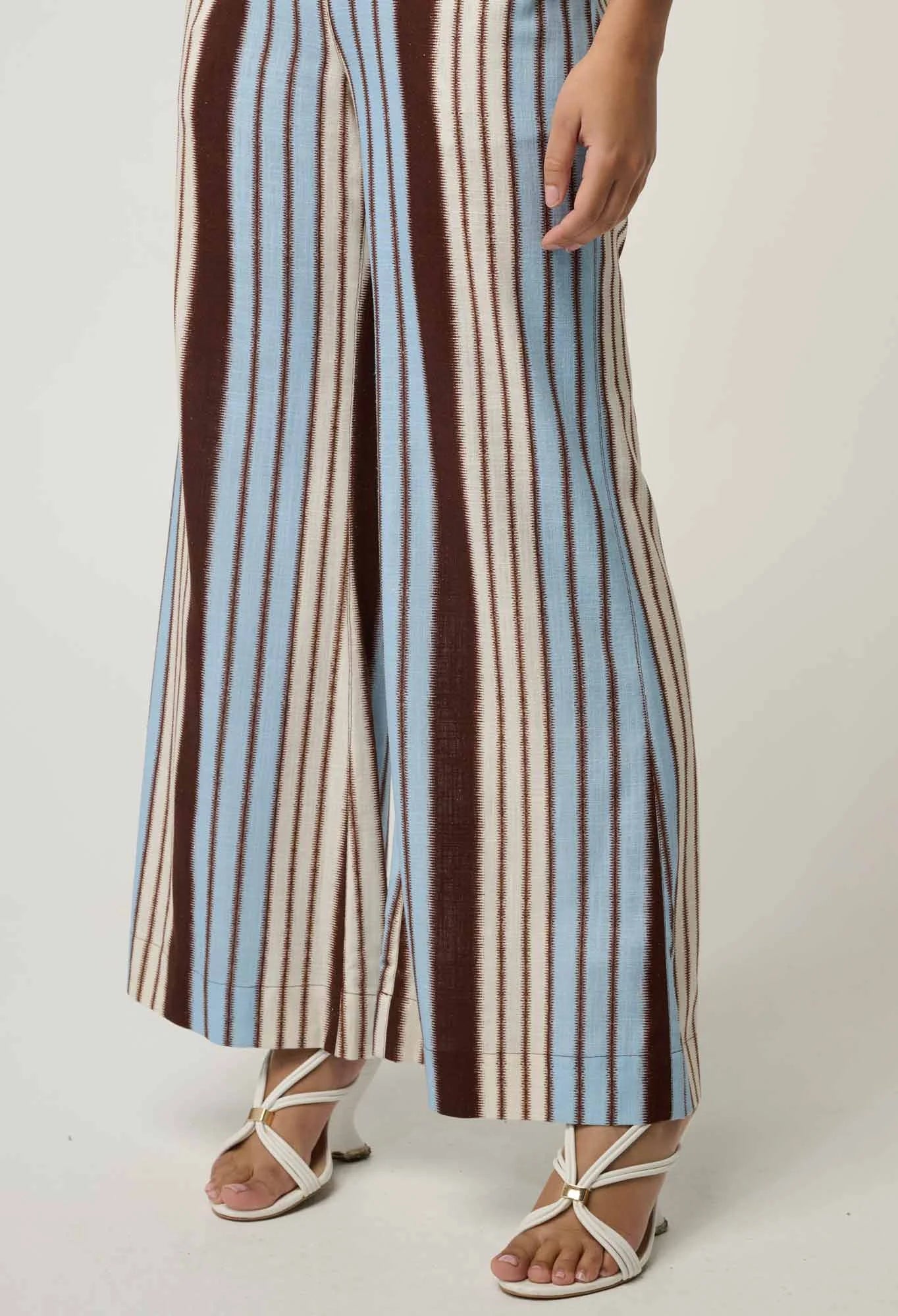 WILLOW LINEN VISCOSE PANT in Iridescent Stripe from Oncewas