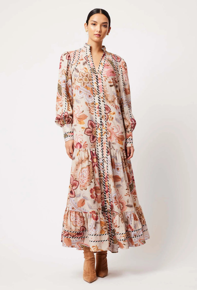 VEGA LINEN VISCOSE DRESS in Aries Floral from Oncewas