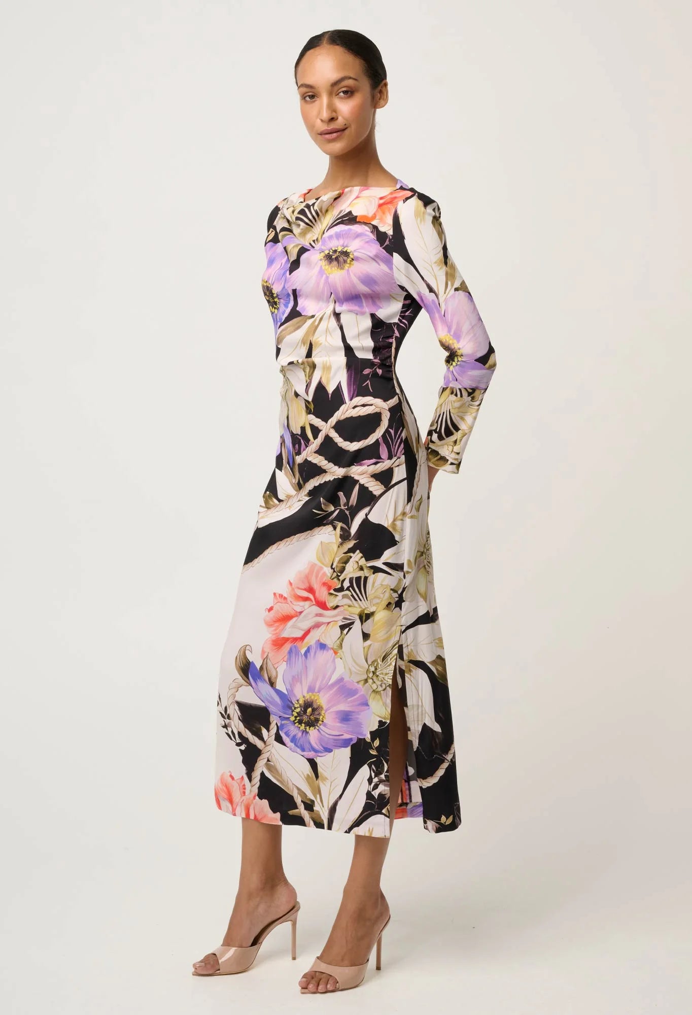 JAYDEN CUPRO VISCOSE STRETCH DRESS in Tangled Blossom from Oncewas