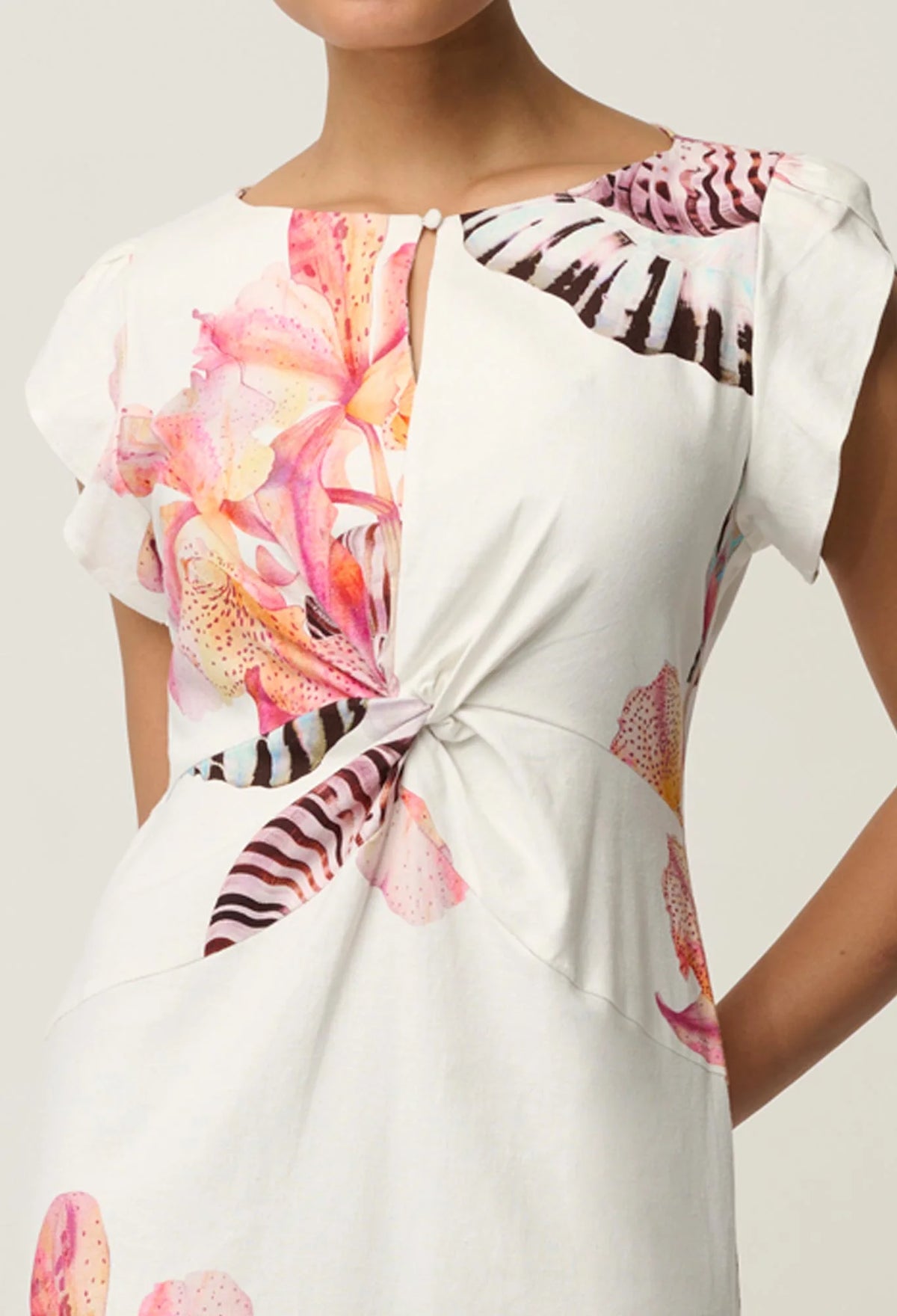 GENEVA STRETCH TWIST COLUMN MIDI DRESS in Nautilius from Oncewas