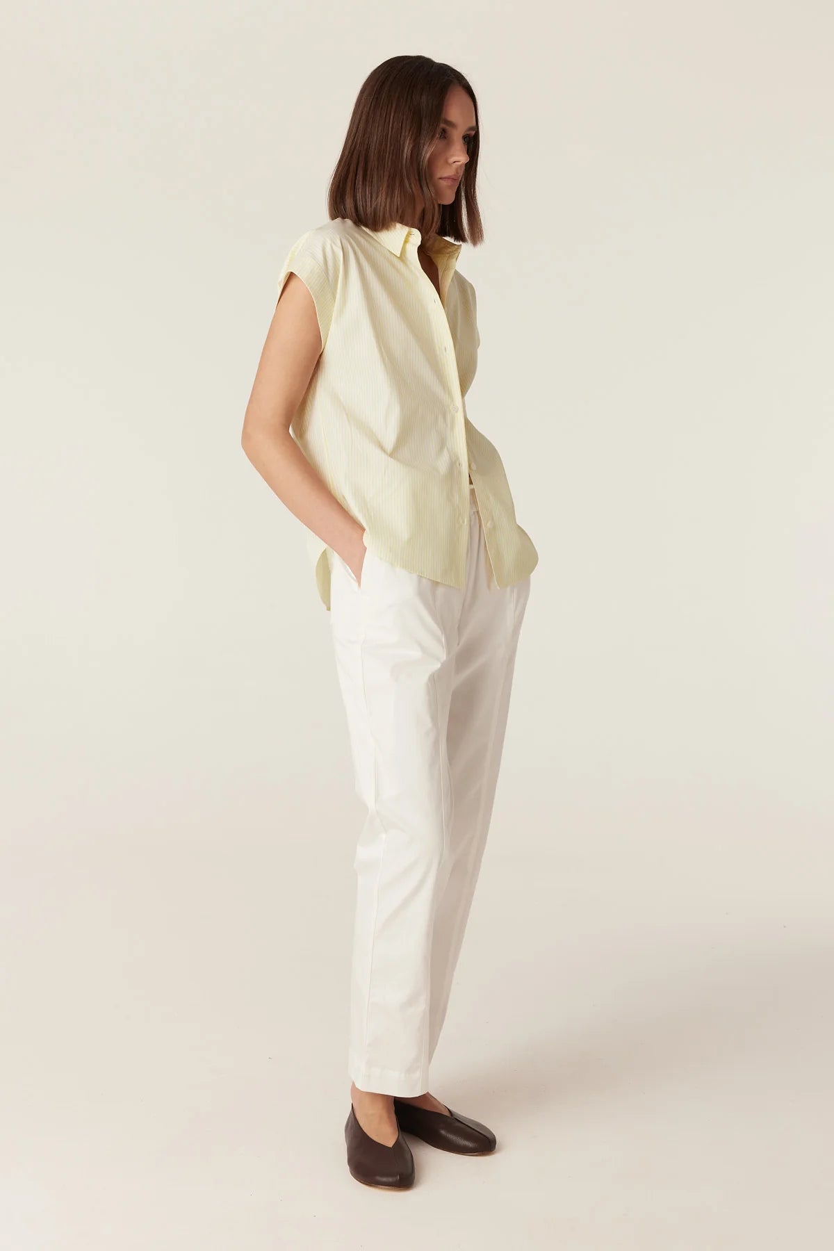 PORTSEA SHIRT in Yellow Stripe by Cable Melbourne