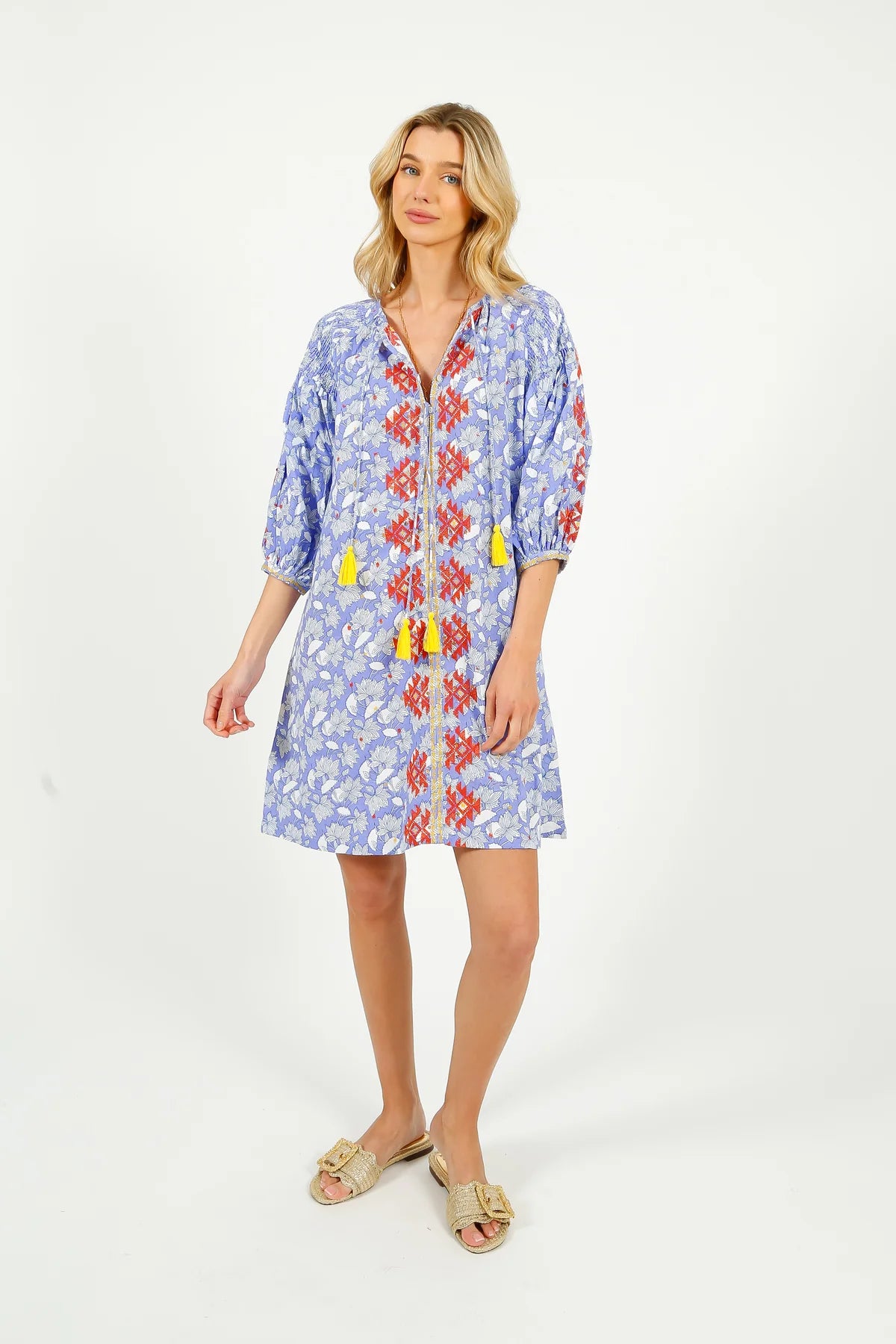 LILA PRINT DRESS in Orange Embr by Place de Soleil