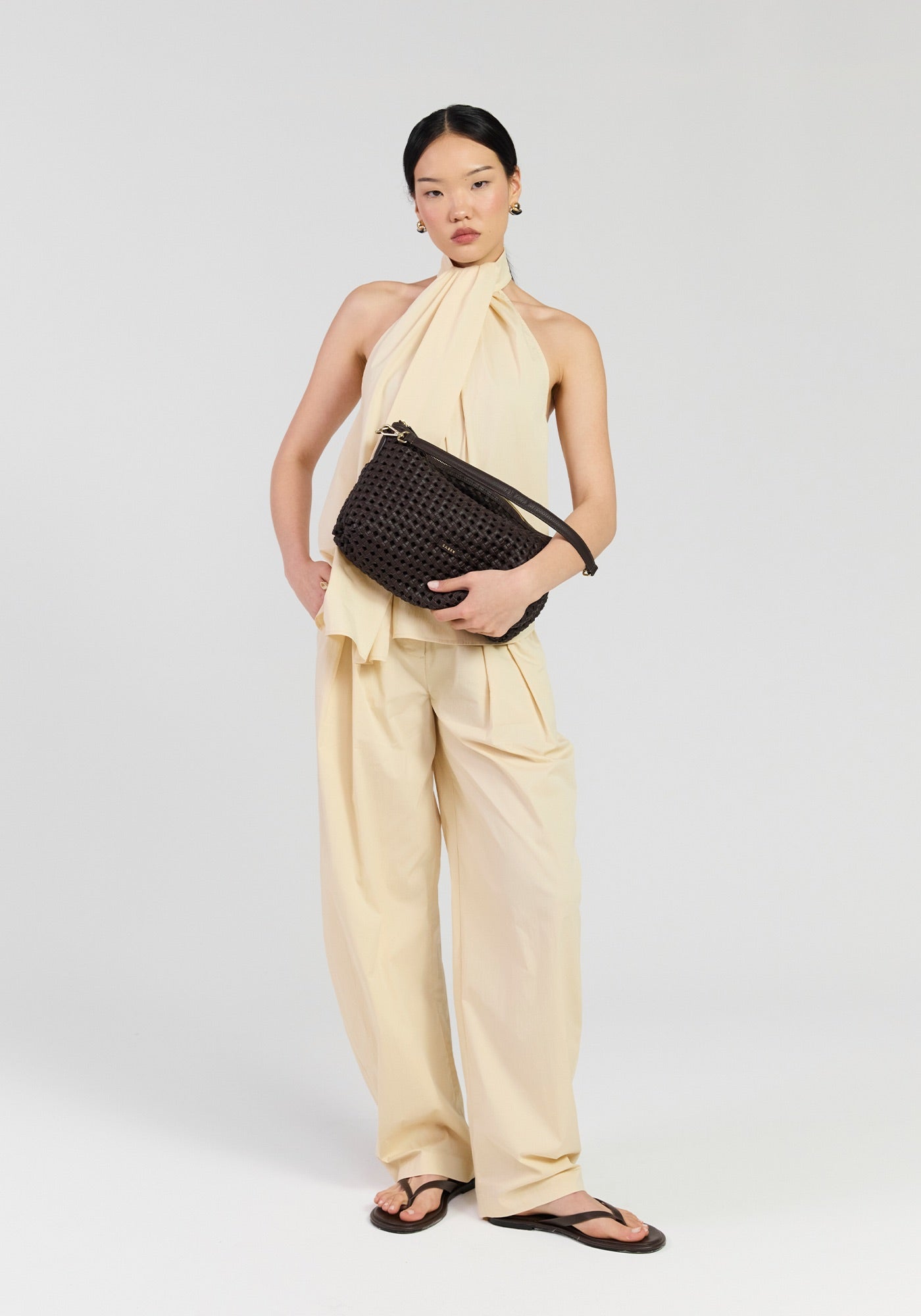 CLAUDIA SHOULDER BAG in Cacao Braid by Saben